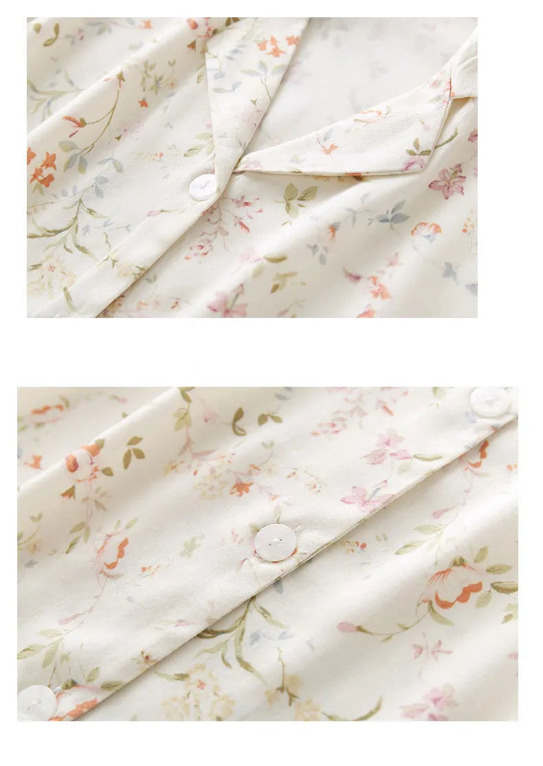 Satin Willow Print Short Sleeve Shirt & Shorts Pajama Set